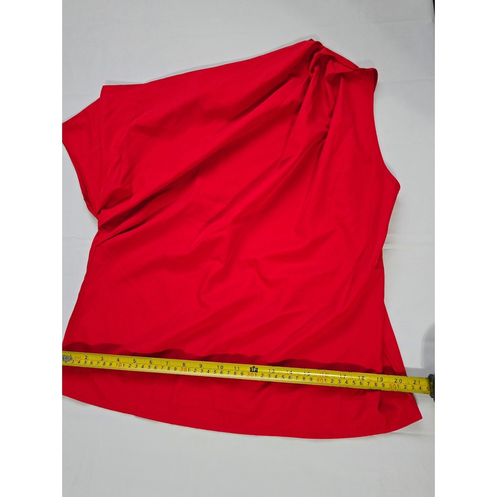 Shein 2 Pack One Shoulder Top Set Red Draped&Blue Floral Peplum Blouse Womens Lg - Picture 5 of 16